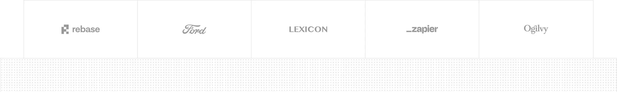 Wist greyscale client logo row, minimal, corporate-clean, light