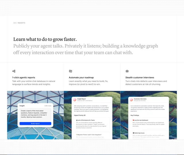 Wist insights three-column feature, minimal, light-mode, light