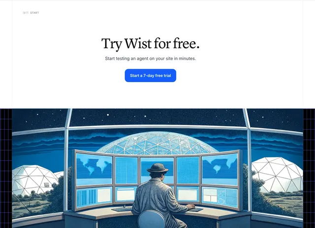 Wist free trial split CTA, minimal, light-mode, light