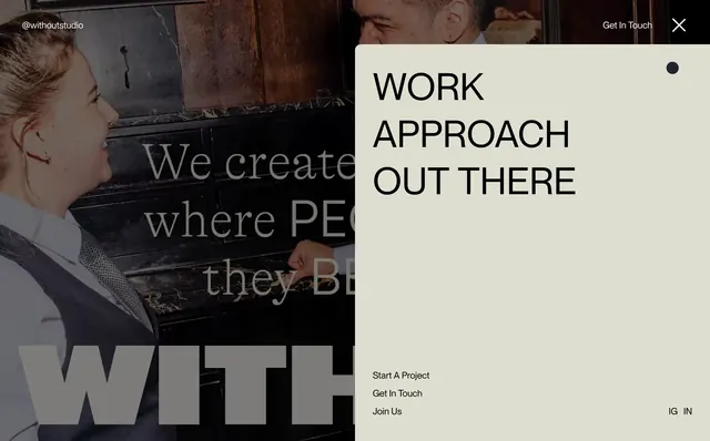 Without split-screen menu overlay, minimal, editorial, light