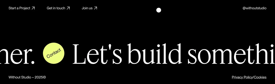 Without footer with lime contact orb, minimal, dark-mode, dark
