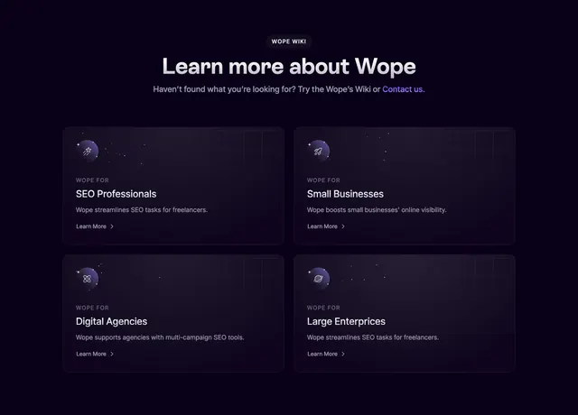 Wope wiki audience cards, dark-mode, minimal, dark