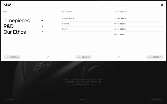 WRK navigation menu overlay, minimal, light-mode, light