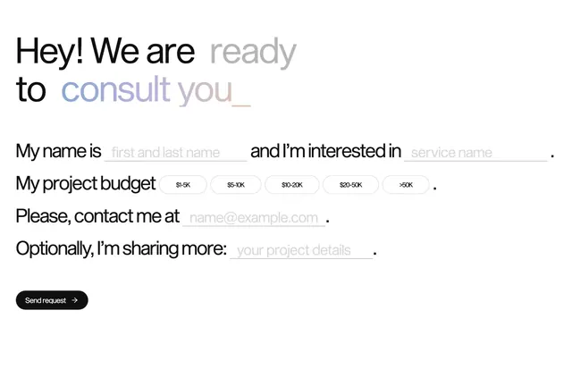 Xizt home page inquiry, minimal, light-mode, light