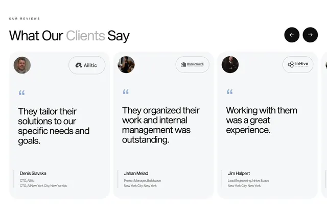 Xizt home page testimonials, minimal, light-mode, light