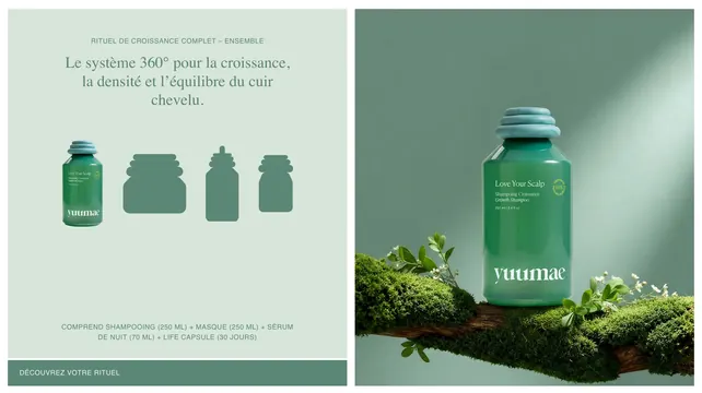 Yuumae scalp growth feature, minimal, editorial, muted