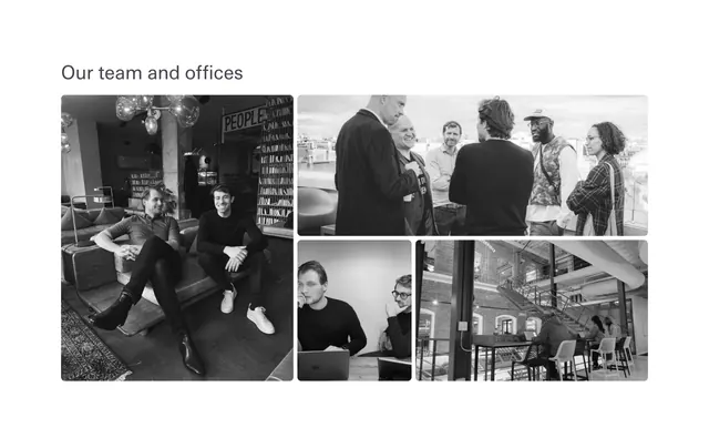 Zazu team and offices photo grid, minimal, light-mode, light