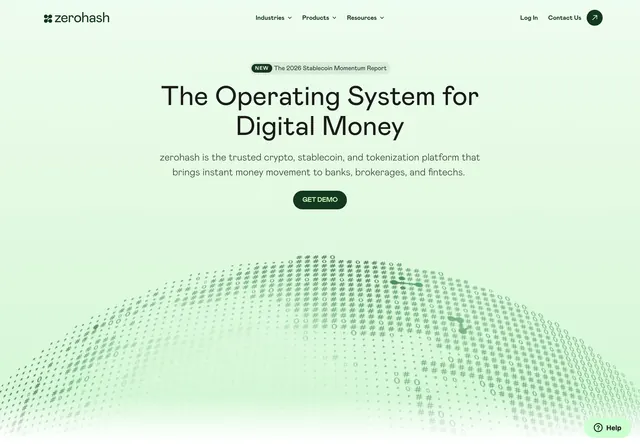 Zerohash digital money serif hero, minimal, light-mode, light