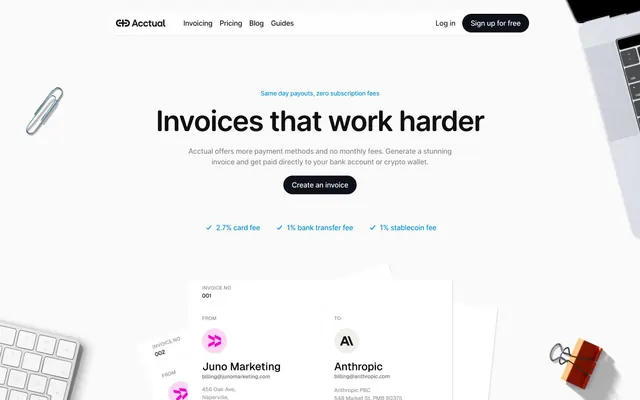 Acctual, minimal, clean