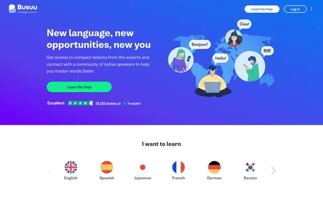 Busuu, vibrant, approachable