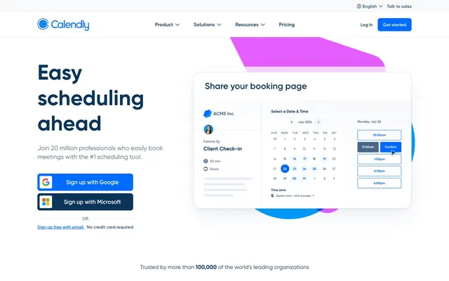 Calendly.com, clean, minimal