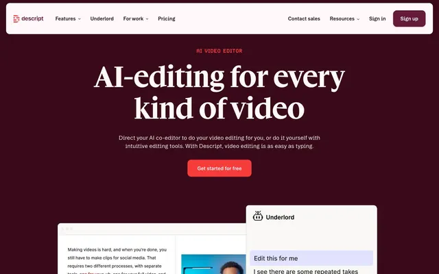 Descript, dark-hero, editorial-serif