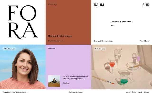 FORA, color-block, minimal