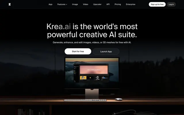 Krea, dark-mode, minimalist