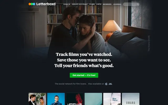 Letterboxd, dark-mode, cinematic