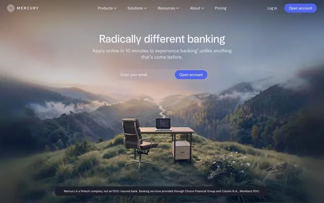 Mercury, dark-mode, fintech