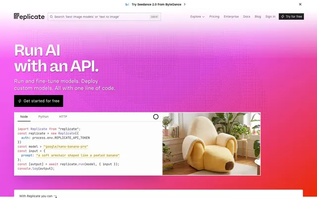 Replicate, developer-focused, technical