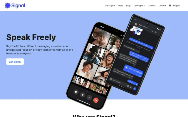 Signal Messenger, privacy-focused, calm