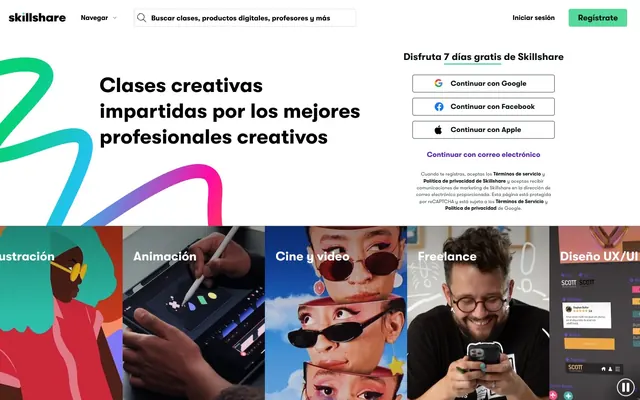 Skillshare, black-and-white-dominant, neon-accent