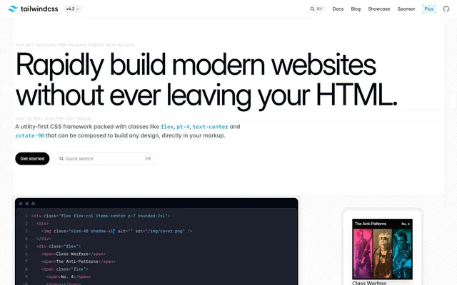 Tailwind CSS, utility-first, typographic-hero