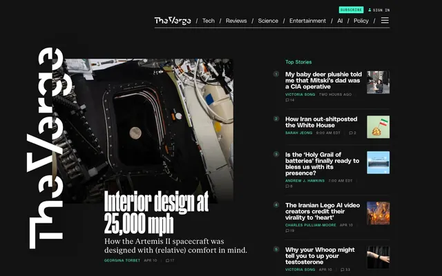 The Verge, dark-mode, editorial