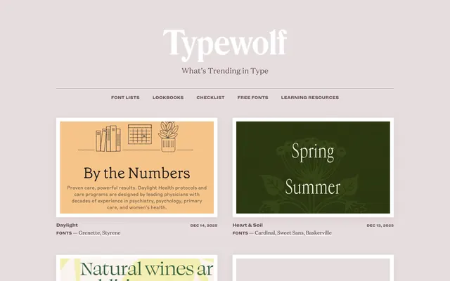 Typewolf, editorial, typography-focused