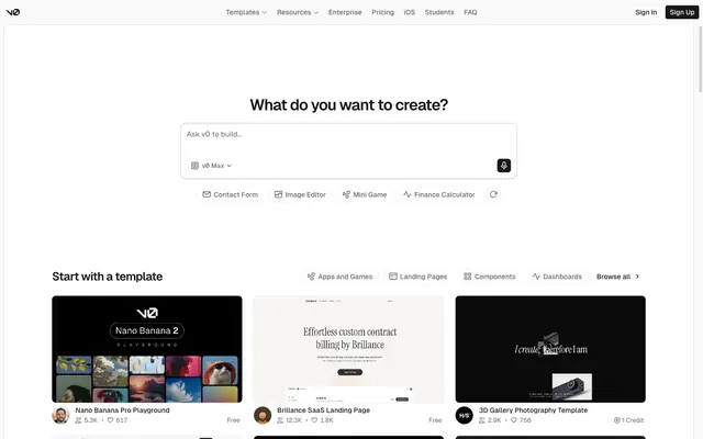 v0 by Vercel, minimalist, minimal