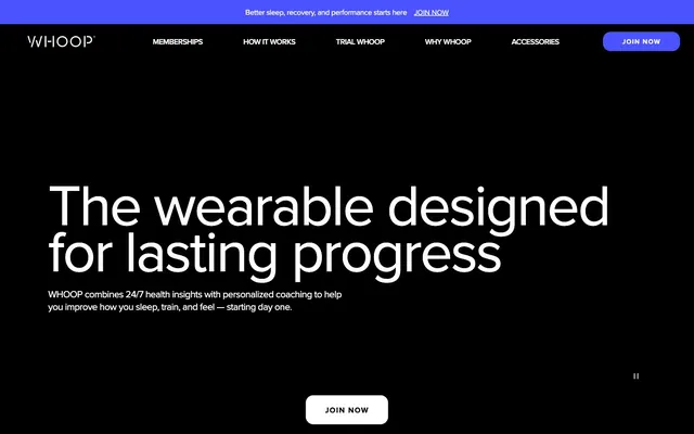 WHOOP, high-contrast, minimalist