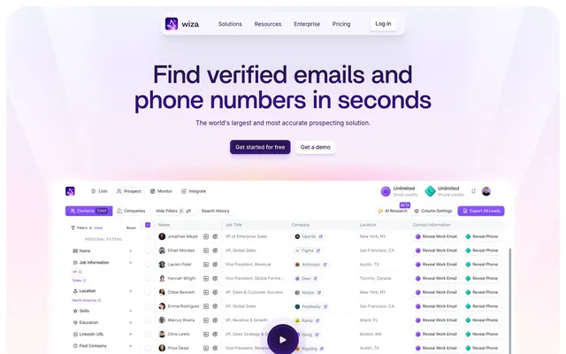 Wiza, prospecting, saas