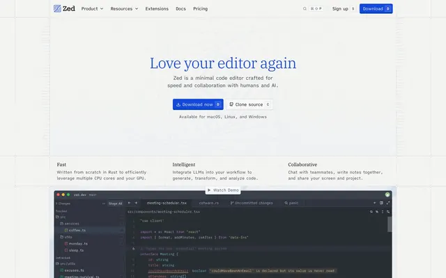 Zed, code-editor, clean