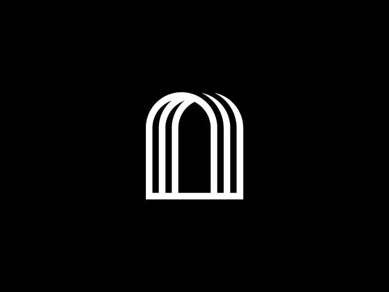 Concentric-arch line logo mark, minimal, geometric, dark