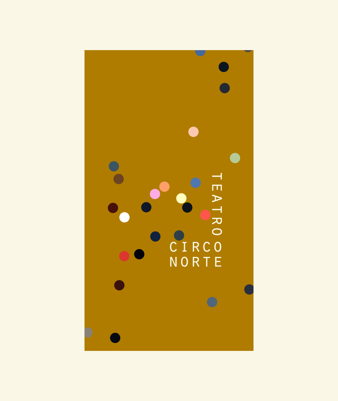 Teatoro Circo Norte editorial poster with scattered dots, minimal, abstract, warm