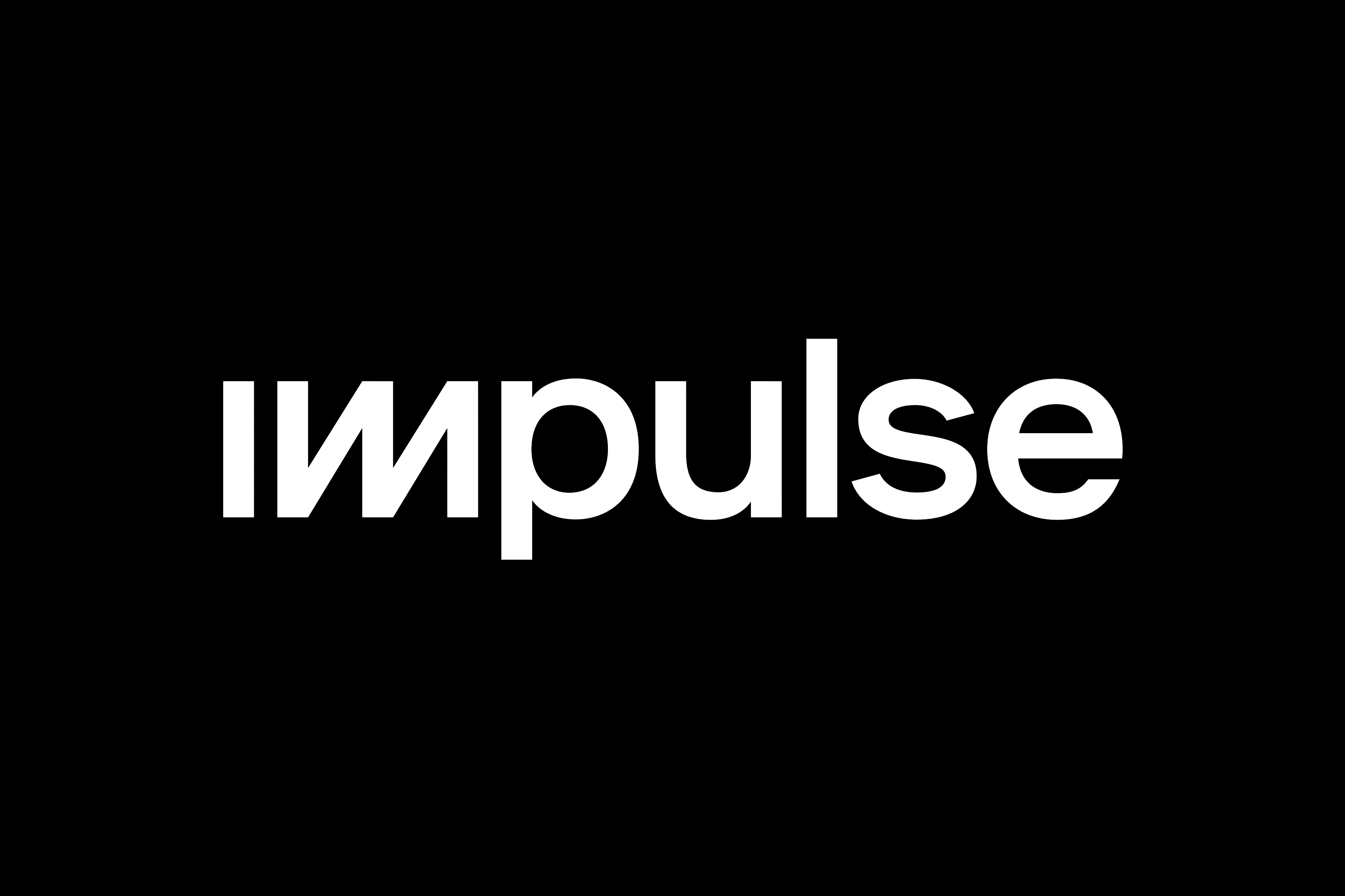 Impulse wordmark type treatment, minimal, swiss, dark