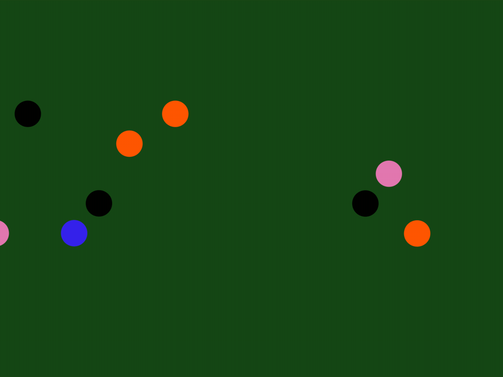 Scattered color dots on forest green, abstract, minimal, dark