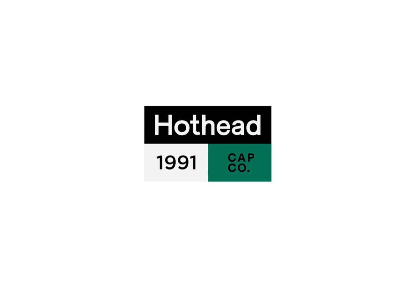 Hothead 1991 Cap Co. modular color-block identity, minimal, corporate-clean, dark