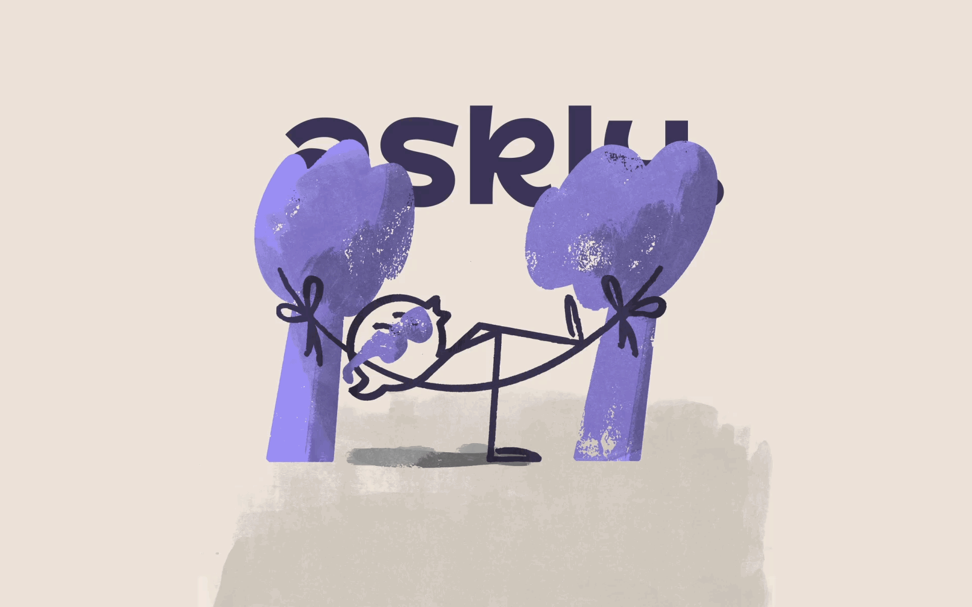 Askly hammock illustration loop, illustrated, playful, muted