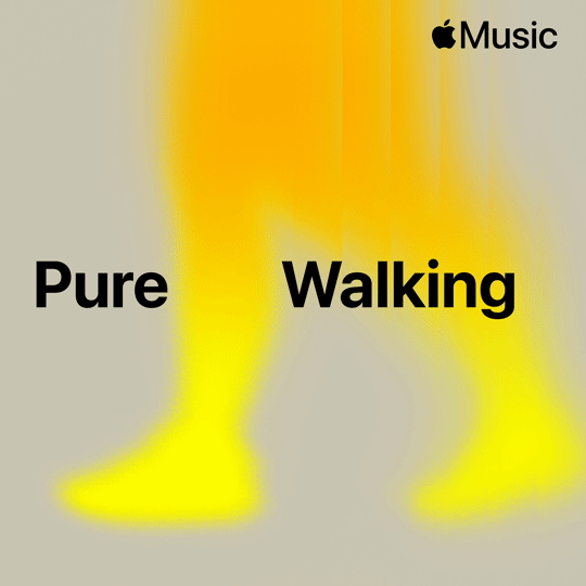 Apple Music 'Pure Walking' type specimen, minimal, abstract, warm