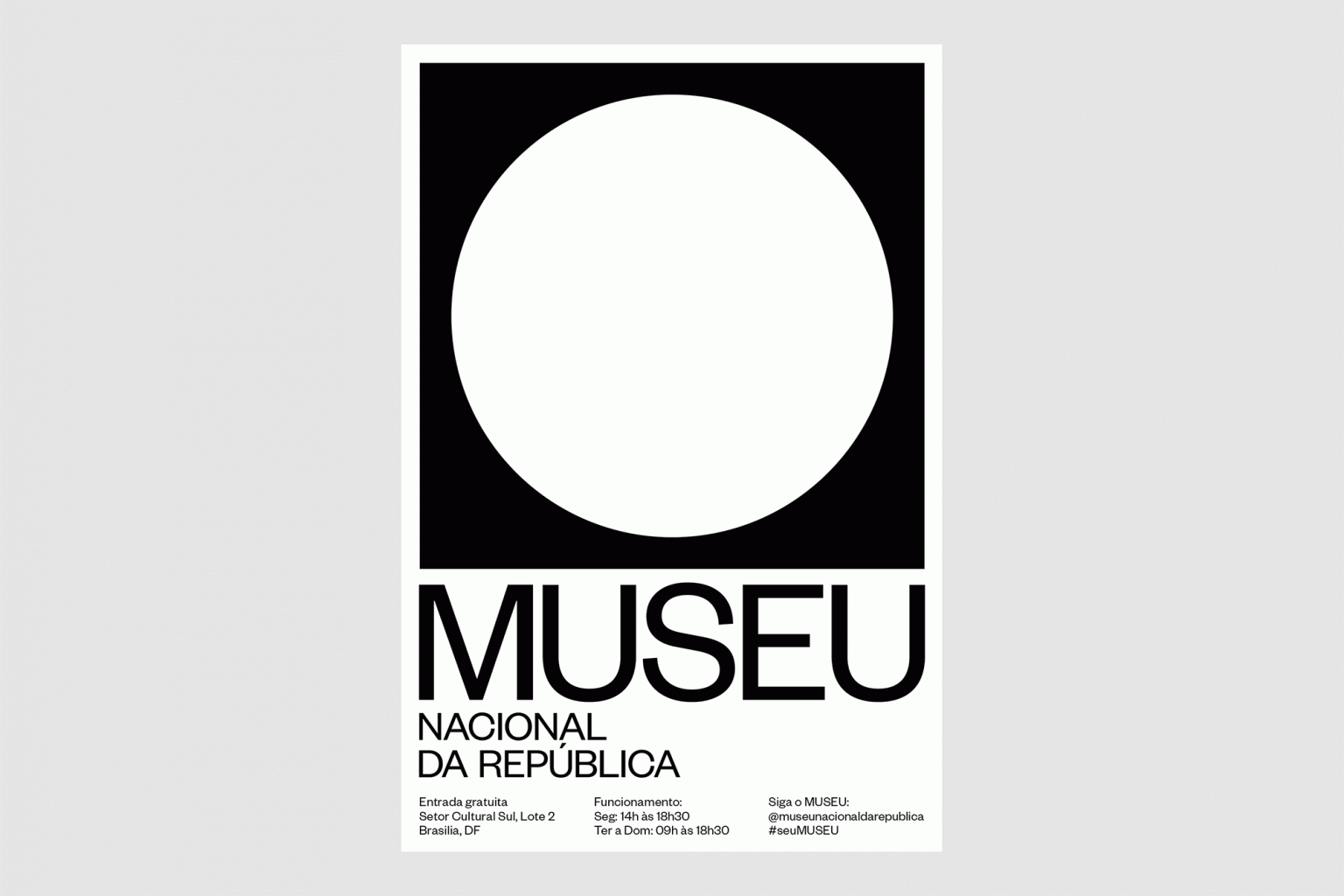 Museu Nacional circle + wordmark, minimal, swiss, dark