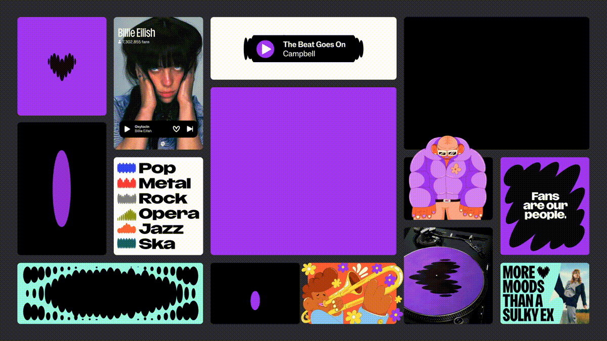Deezer identity toolkit mosaic, maximalist, flat, dark
