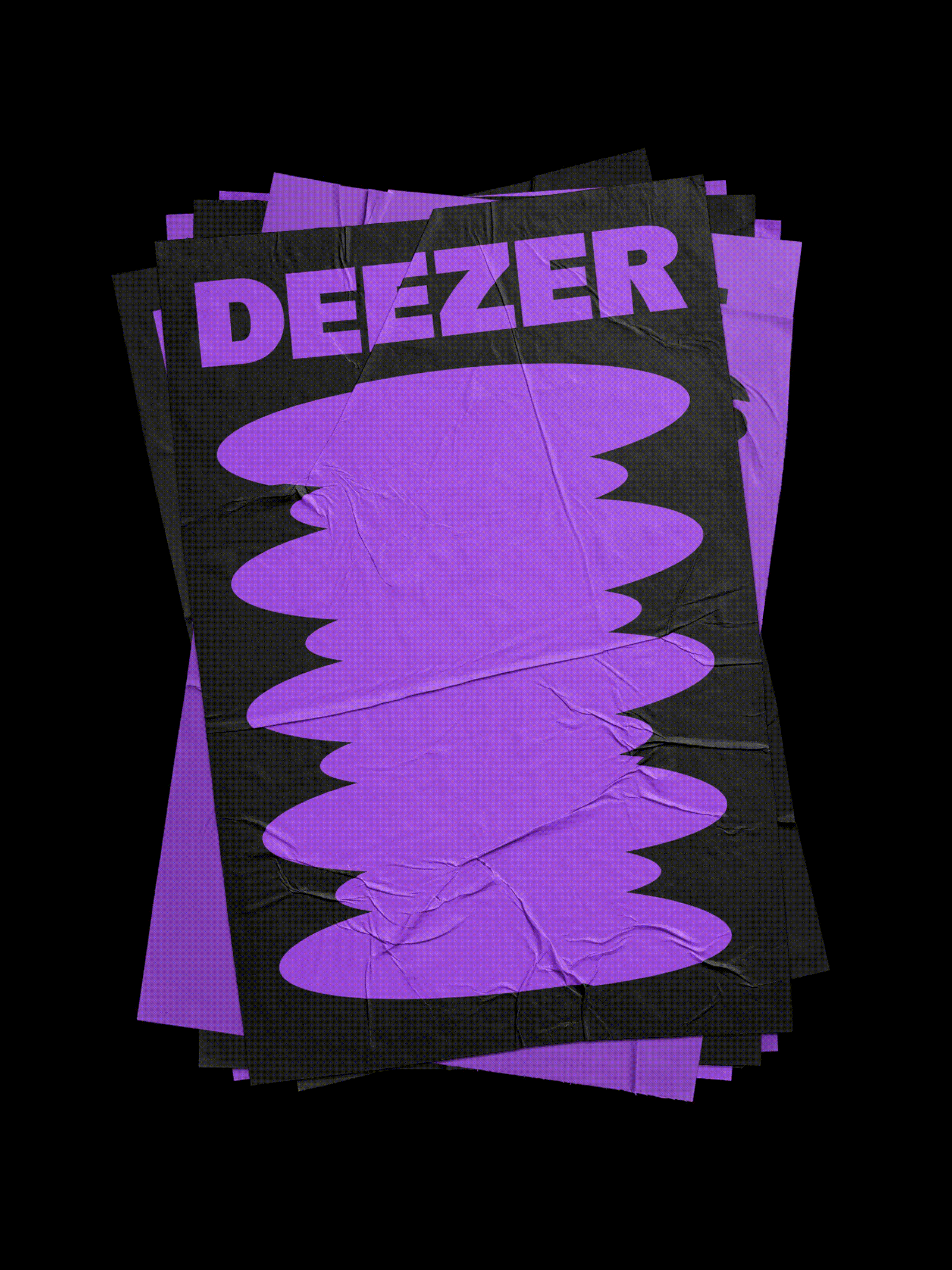 Deezer flyposter stack, flat, typographic, dark