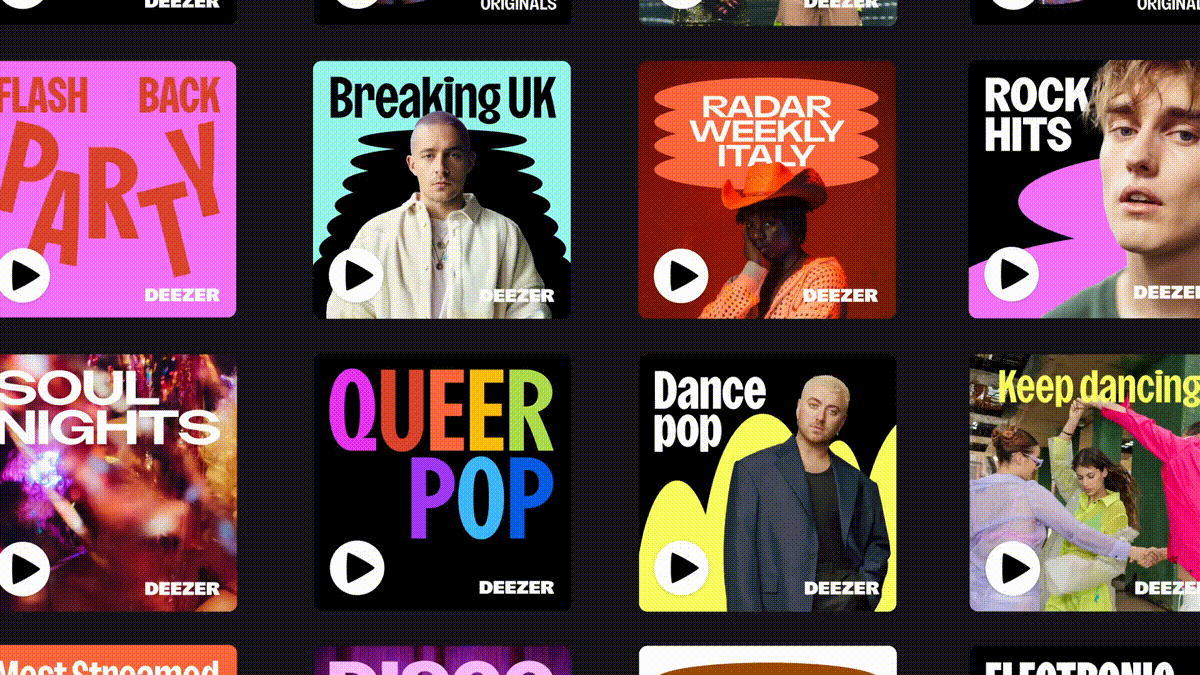 Deezer playlist cover wall zoom, photographic, dark-mode, dark