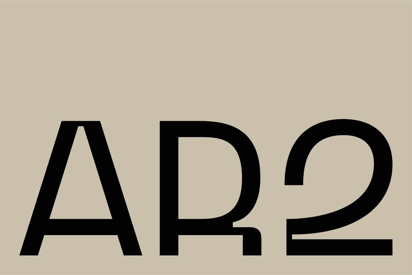 AR2 serif logotype on cream background, minimal, geometric, light