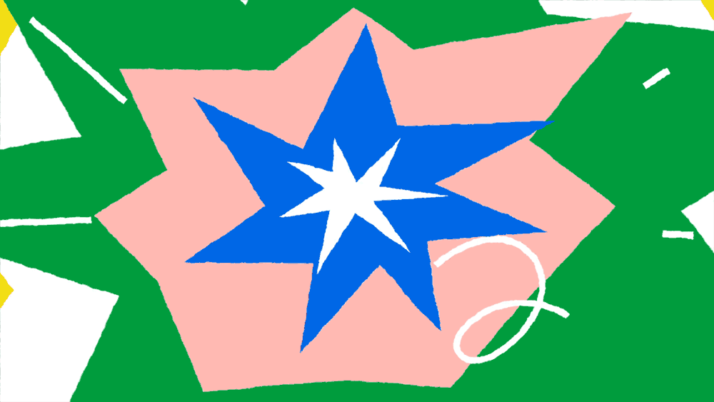 Geometric playful star and organic shapes illustration, geometric, playful, light