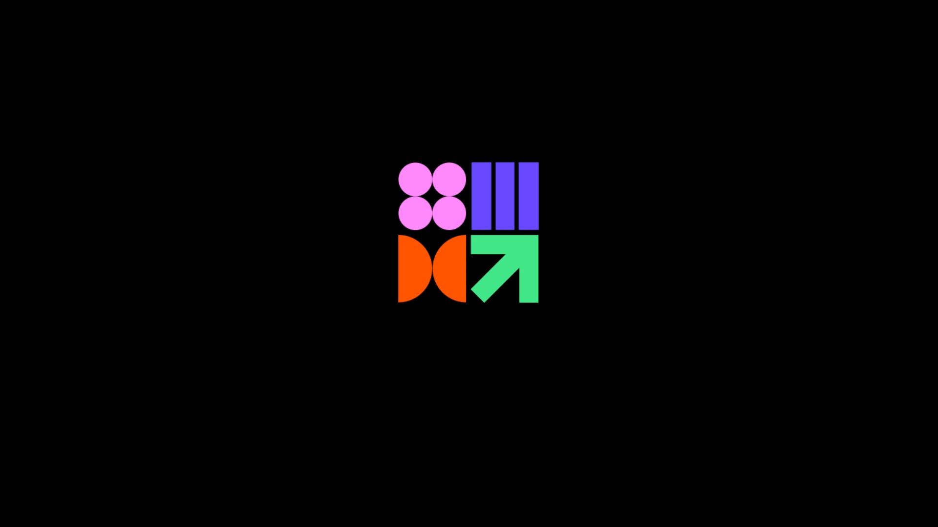 iFest modular logo animation on black, minimal, geometric, dark