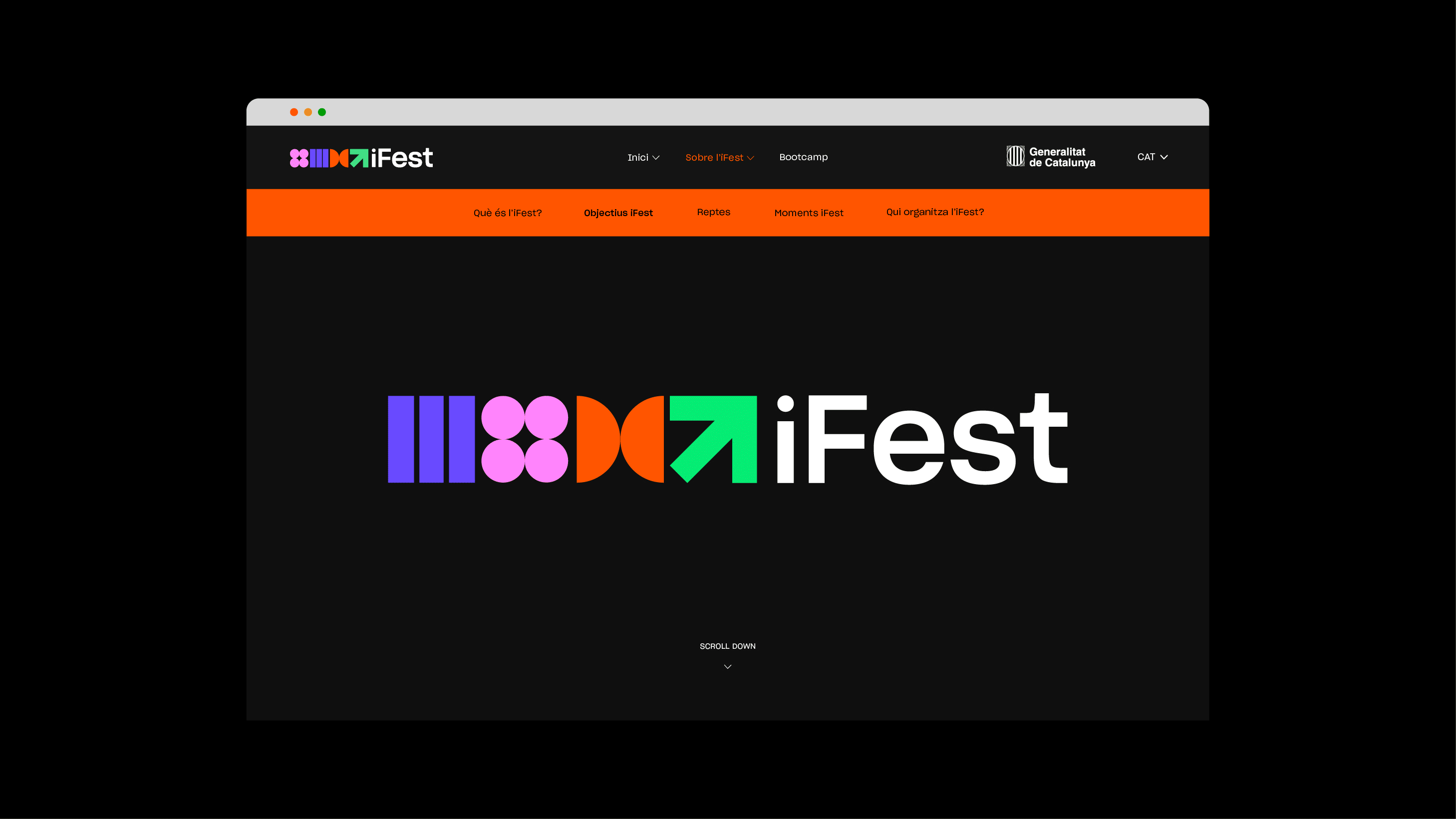 iFest website screens cycling through brand colours, geometric, flat, vibrant