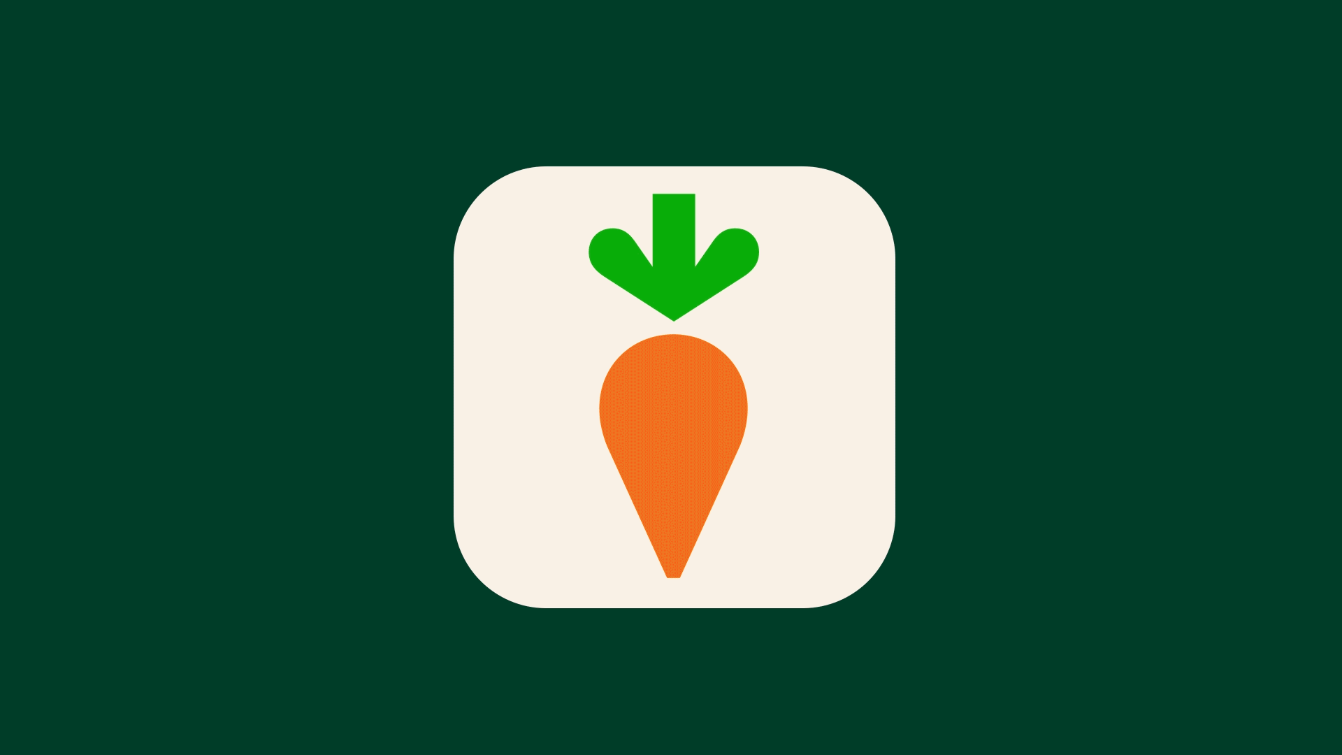Instacart app icon opening into a cart counter, flat, minimal, dark