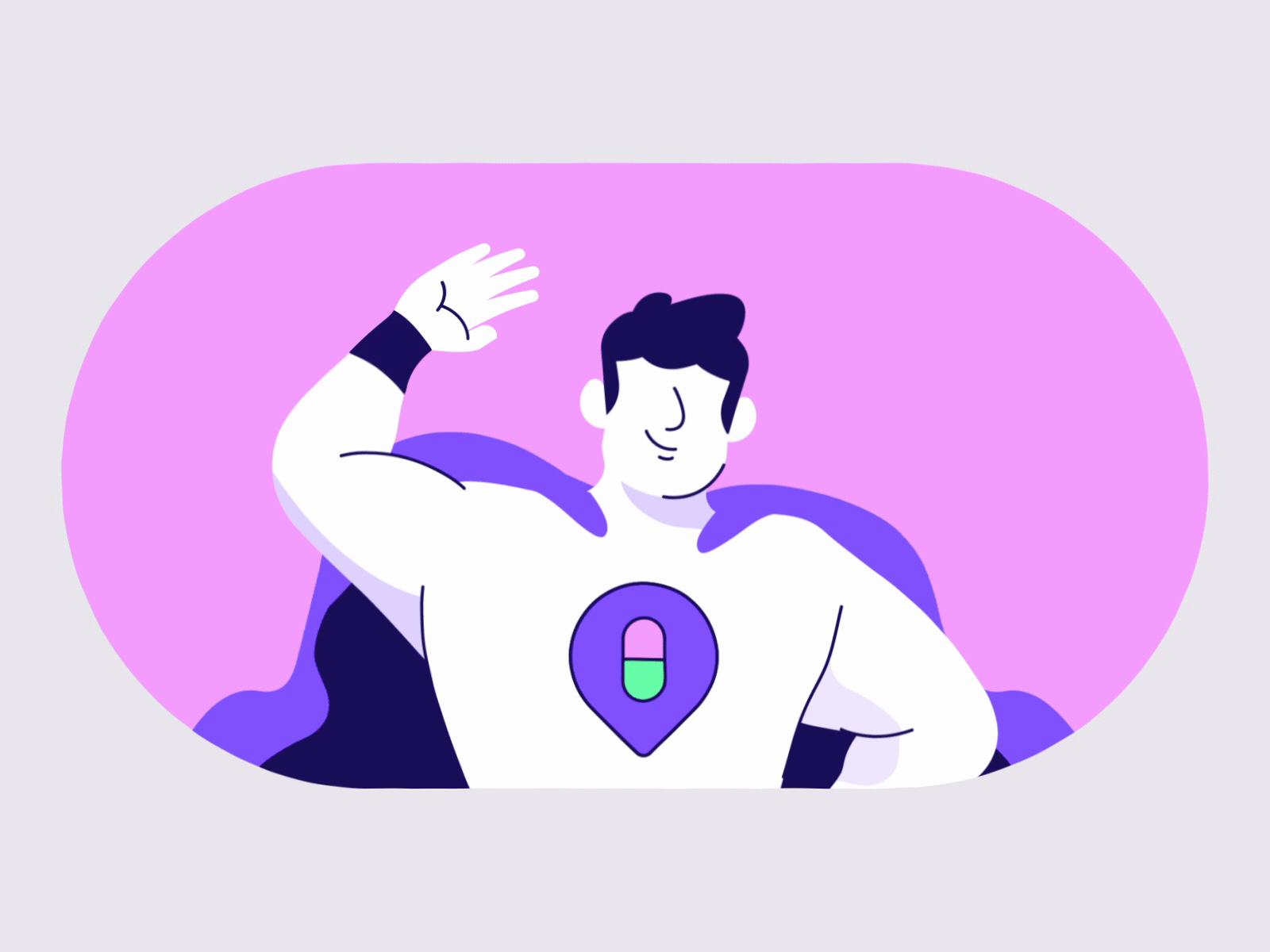 Needle waving character loop, illustrated, flat, light