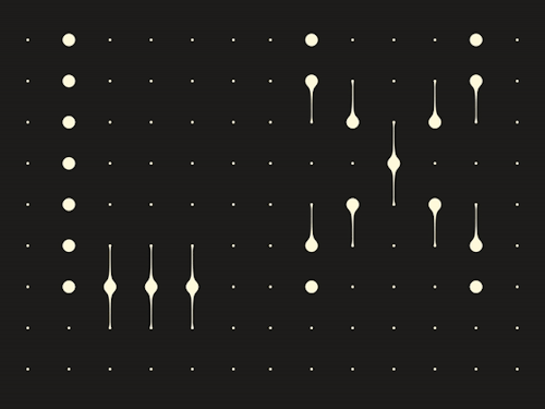 Dotted grid and stem pattern, dark background, minimal, geometric, dark