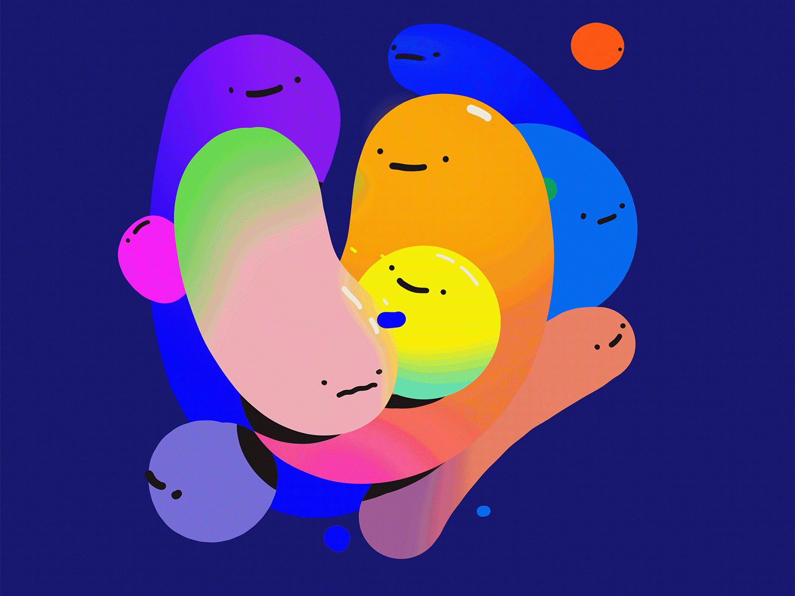 Playful organic illustration, playful, organic, dark