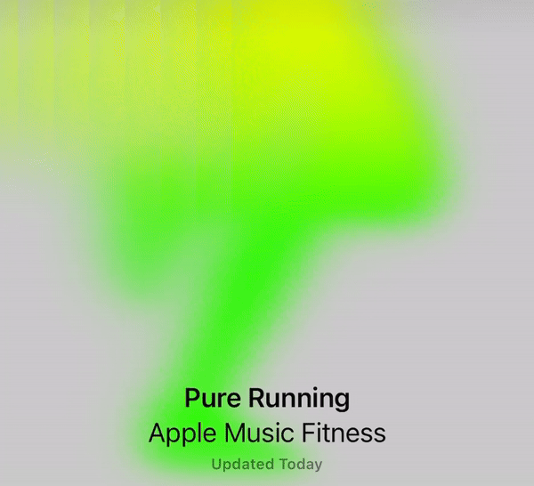 Pure Running Apple Music Fitness animated hero, gradient-heavy, minimal, light